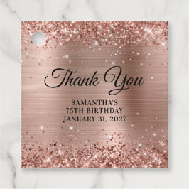 Étiquettes Cadeau Rose Parties scintillant or Monogramme 75e anniver