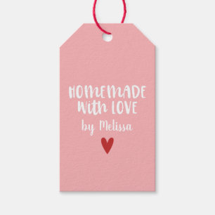 Étiquettes-cadeau Rose Personnalisé Faite avec Amour Coeur