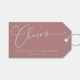 Étiquettes-cadeau Rose poussiéreux Cheval Script avec nom et date