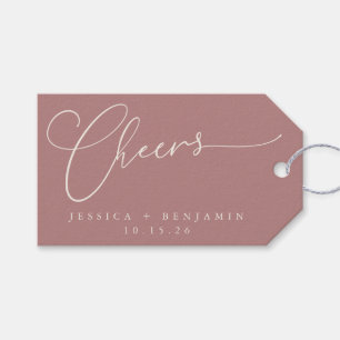 Étiquettes-cadeau Rose poussiéreux Cheval Script avec nom et date
