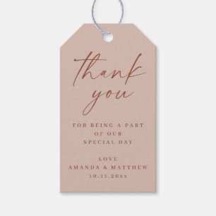 Étiquettes-cadeau Rose Poussiéreux Mariage Minimaliste Merci Éléga