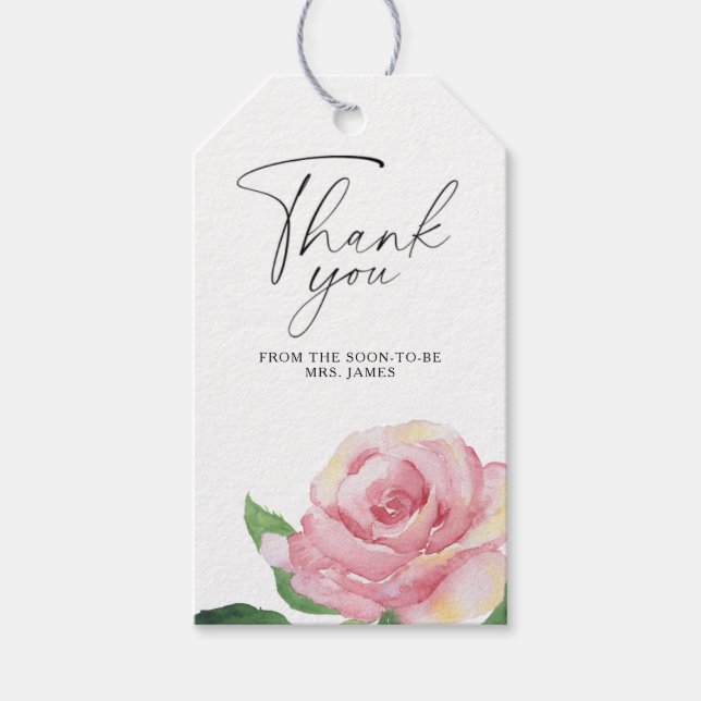 Étiquettes-cadeau Rose - remerciement pour enterrement de vie de jeu (Devant)