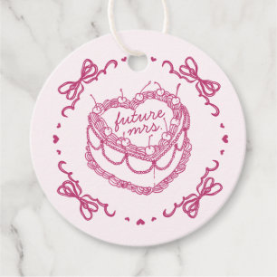 Étiquettes Cadeau Rose Rétro Cœur Coquette Gâteau Cerise BridalShowe