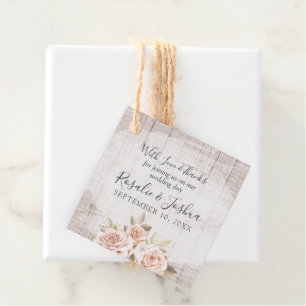 Étiquettes Cadeau Rose romantique rustique Merci de mariage de jardi