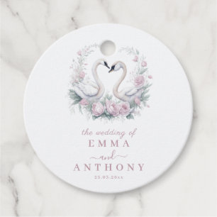 Étiquettes Cadeau Rose romantique Swan Couple Mariage
