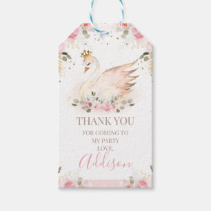 Étiquettes-cadeau Rose rose Floral Princess Swan Anniversaire Balise