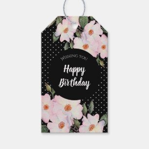 Étiquettes-cadeau Rose Roses Ballerina Noir Blanc Pois Design