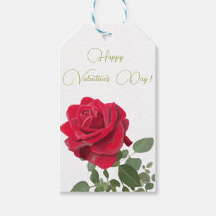 Étiquettes-cadeau Rose rouge - célébration de l'amour - Saint-Valent
