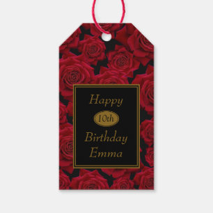 Étiquettes-cadeau Rose rouge élégant tout anniversaire d'âge