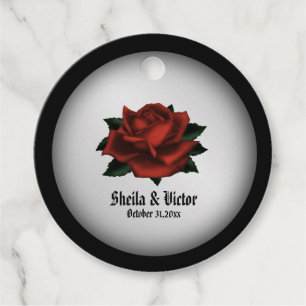 Étiquettes Cadeau Rose rouge Mariage gothique Personnaliser