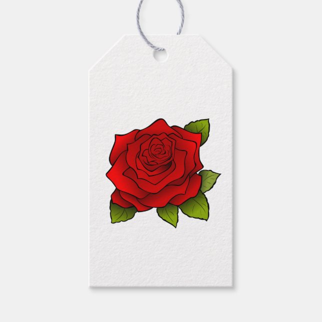 Étiquettes-cadeau Rose rouge simple (Devant)