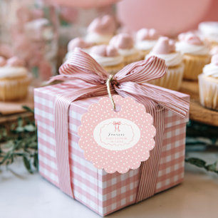 Étiquettes Cadeau Rose Ruban Pois Bébé Fille Shower Fille Coquette