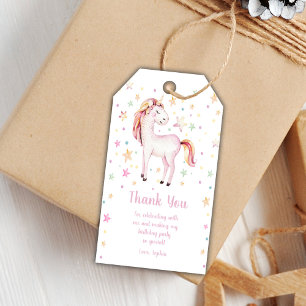 Étiquettes-cadeau Rose Star Unicorn Anniversaire Favoriser Tags