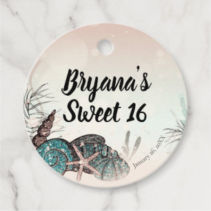 Étiquettes Cadeau Rose Under the Sea Shells Beach Sweet 16 Party