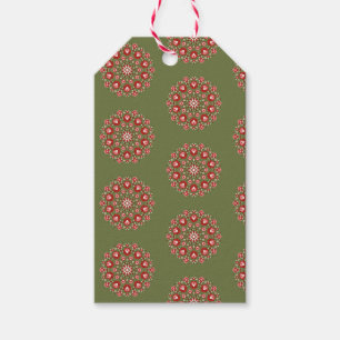 Étiquettes-cadeau Rosemaling vert olive