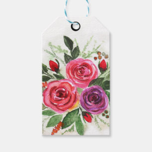 Étiquettes-cadeau Roses aquarelle