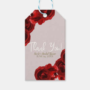 Étiquettes-cadeau Roses aquarellées rouges blush taupe Mariage moder