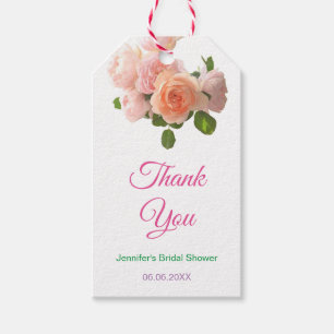Étiquettes-cadeau Roses Aquarelles Remerciement Mariage Moderne