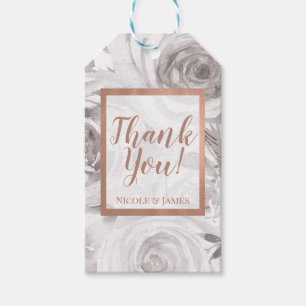 Étiquettes-cadeau Roses blanches Fleurs Rose Moderne Élégant Mariage