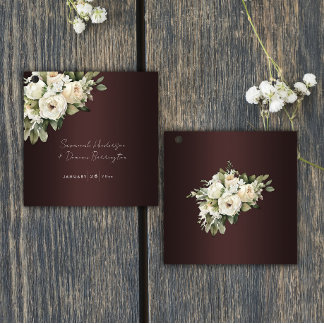 Étiquettes Cadeau Roses Boho sur Elegant Mariage Bourgogne