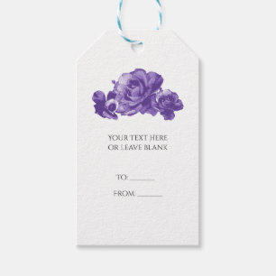 Étiquettes-cadeau Roses Florales Élégantes Aquarelle Violette Vintag