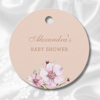 Étiquettes Cadeau Roses rose pâle Merci de Baby shower Floral