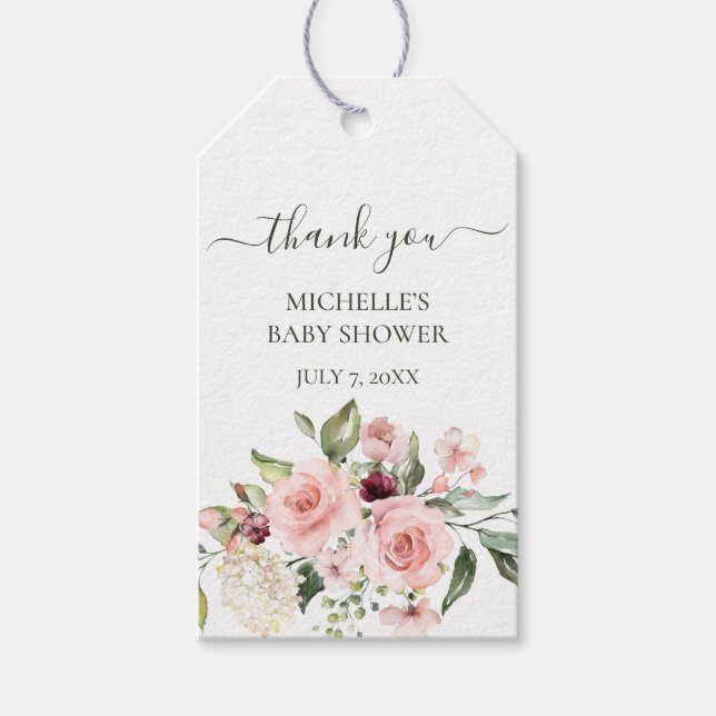 Étiquettes-cadeau Roses roses Baby shower Merci Favoriser (Devant)