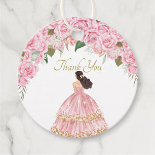 Étiquettes Cadeau Roses roses douces Floral Quinceanera Merci