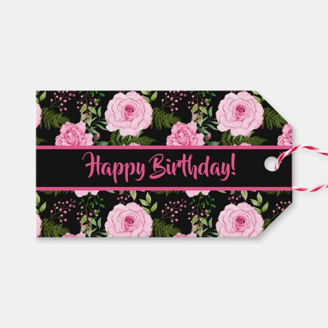 Étiquettes-cadeau Roses roses roses roses roses noires modernes Joye (Devant (Horizontal))