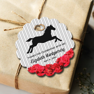 Étiquettes Cadeau Roses rouges Blancs noirs Derby Race Horse