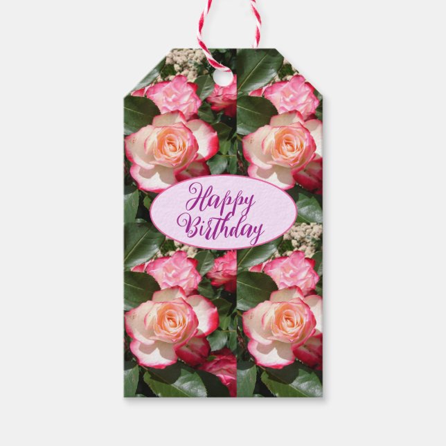 Étiquettes-cadeau Roses rouges Rose Fleur blanche Jardin Floral (Devant)
