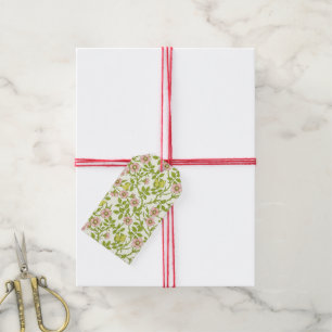Étiquettes-cadeau Roses sauvages et papillons /rose/vert pâle/jaune