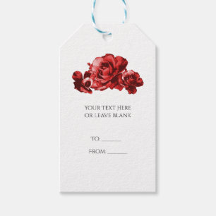 Étiquettes-cadeau Roses Vintage à l'aquarelle rouge Élégant floral