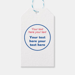 Étiquettes-cadeau Rouge Bleu Blanc Votre Texte Ici Remplacer Slogan