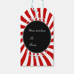 Étiquettes-cadeau Rouge et blanc rayures lunaires Carnaval cirque