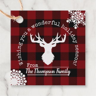 Étiquettes Cadeau Rouge et noir Plaid de Noël Buffalo