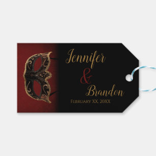 Étiquettes-cadeau Rouge et or Masquerade mariage Faveur