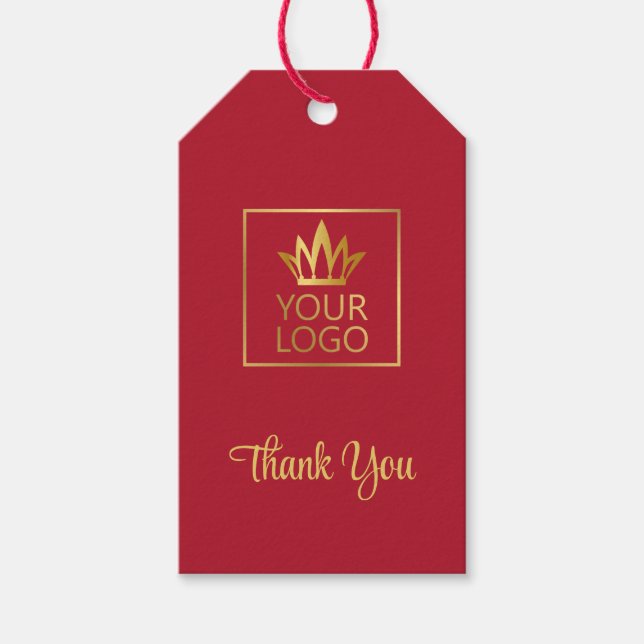 Étiquettes-cadeau Rouge et or Votre logo Merci (Devant)