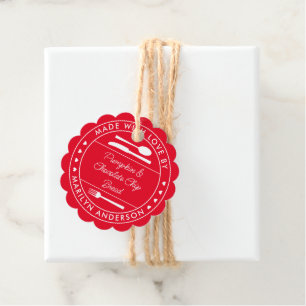 Étiquettes Cadeau Rouge Fabriqué Avec Amour Alimentation Cadeau Favo