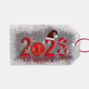 Étiquettes-cadeau Rouge Festif Joyeux Noël 2026 Nouvel An