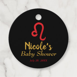 Étiquettes Cadeau Rouge LEO Zodiaque Juillet Août Astrologie Baby Sh