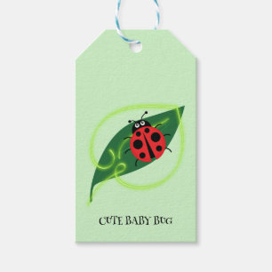 Étiquettes-cadeau Rouge mignonne coccinelle Vert Amour Feuil enfant