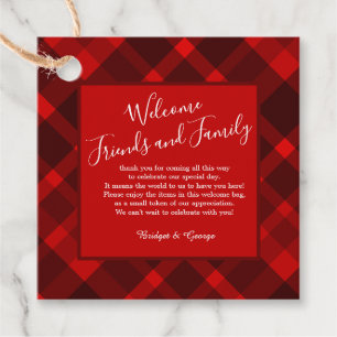 Étiquettes Cadeau rouge noir écossais celtique tartan mariage motif