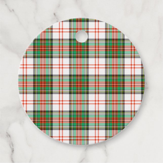 Étiquettes Cadeau Rouge, Vert, Blanc Scottish Tartan Plaid Holiday (Devant)