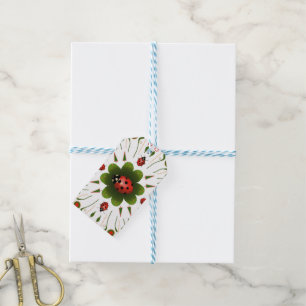 Étiquettes-cadeau Rouge, vert et blanc de coccinelle