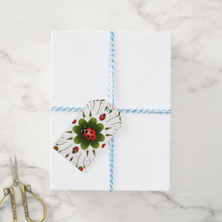 Étiquettes-cadeau Rouge, vert et blanc de coccinelle