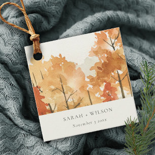 Étiquettes Cadeau Rouille Orange Jaune Automne Arbre Automne Mariage