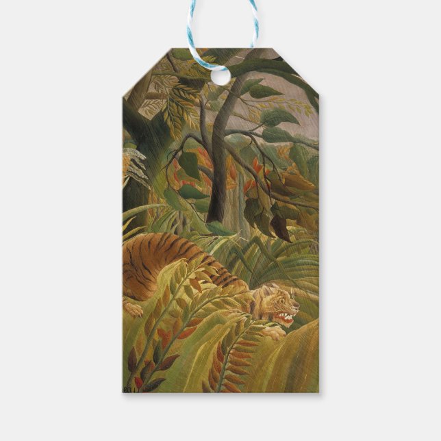 Étiquettes-cadeau Rousseau Jungle Tropical Tiger Art (Devant)