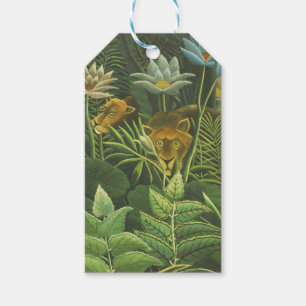 Étiquettes-cadeau Rousseau Tropical Jungle Lion Peinture