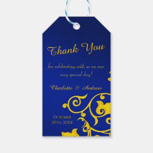 Étiquettes-cadeau Royal Blue et Gold Merci
